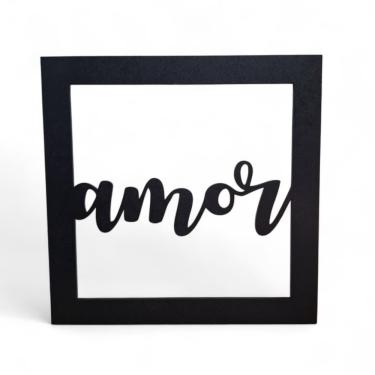 Imagem de Placa Decorativa Palavra Amor em Mdf Cor Preto 19 cm