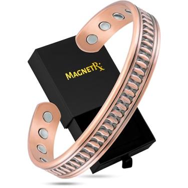 Imagem de MagnetRX® Pulseiras magnéticas de cobre para homens – Pulseira de cobre 99,9% puro eficaz para homens – Pulseiras de terapia magnética de cobre ajustáveis (Nativo)