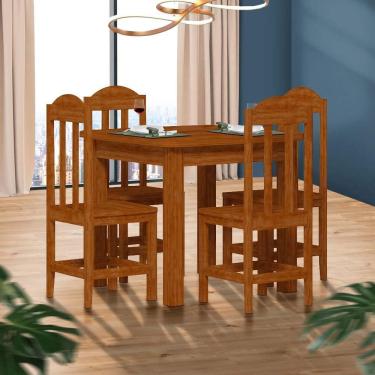 Imagem de Mesa Quadrada Com 4 Cadeiras Madeira Maciça 88 X 88 Mel Koita Jm Móveis