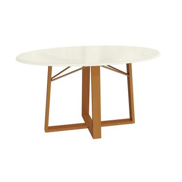 Imagem de Mesa De Jantar Kappesberg Em Madeira Maciça Com Tampo De Vidro Off White 180cm