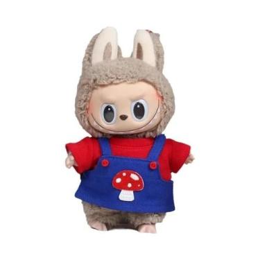 Imagem de Mini Boneca De Pelúcia De 17cm, Acessórios De Roupa, Macacão Xadrez Pa