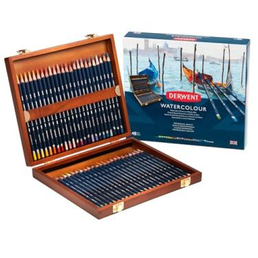 Imagem de Derwent, Lápis de Cor Watercolour 48 Cores Estojo Madeira, 700758