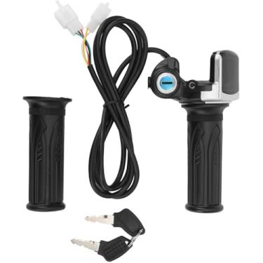 Imagem de Kit de manípulo do acelerador de bicicleta elétrica, guidão do acelerador de velocidade de meia torção de 48 V 22 mm com chave de bloqueio, visor de LED, acelerador de torção para scooter, motocicleta