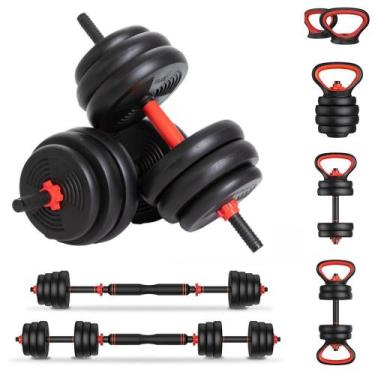 Imagem de Kit Halteres 6 Em 1 Peso Musculação Até 40Kg Ajustável Preto - Ahead S