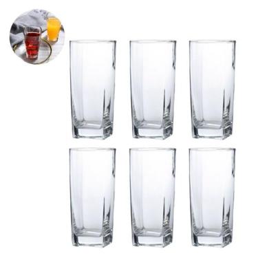 Imagem de Jogo de 8 Copos de Vidro Quadrado Bali 320ML Refresco Drinks - PRATICA