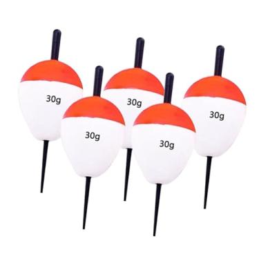 Imagem de KiBcsLic Conjunto de 5 Bóias de Pesca Ovais de EVA Coloridas, de Alta Flutuabilidade, para Pesca de, Perca E Bagre, 30g