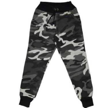 Imagem de Calça Jogger Infnatil Camuflado Militar de Moletom - LENODI, Cinza, 16
