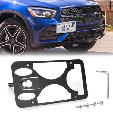 Imagem de Moldura frontal sem furadeira compatível com Mercedes-Benz GLC 2016-2022 Suporte de montagem de gancho de reboque para placa de carro antifurto Capas de etiqueta de carro à prova de ferrugem