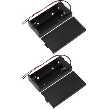 Imagem de BKAEIMSTWR 2 peças 18650 caixa de armazenamento com suporte de bateria 2 compartimentos x 3,7 V para 2 pilhas 18650 caixa de suporte recipiente com cabos liga/desliga e interruptor