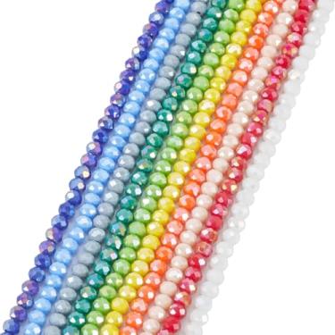 Imagem de Spritewelry 800 contas de vidro Rondelle 6 mm AB cor solta Rondelle contas espaçadoras opacas cor sólida contas facetadas redondas para pulseiras, colar, faça você mesmo, joias, artesanato, 10 fios