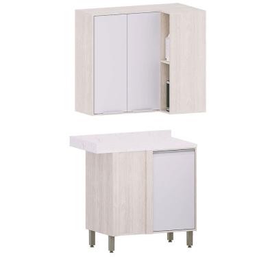 Imagem de Kit Armário Aéreo e Balcão Canto Reto para Cozinha Atenas