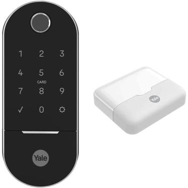 Imagem de Combo Fechadura Digital Lia Preto Cromado | Yale