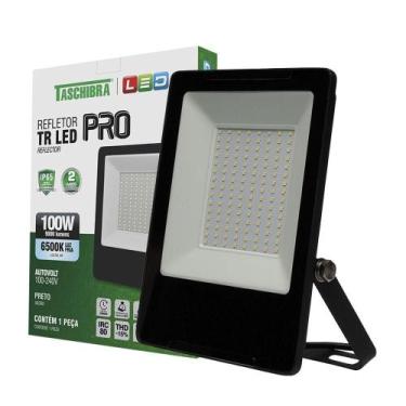 Imagem de Refletor Taschibra Tr Led Profissional 100W Luz Branco Fria 6500K Pret