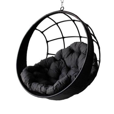 Imagem de Balanço Suspenso Ninho Preto Almofada Impermeável Cinza - PANERO