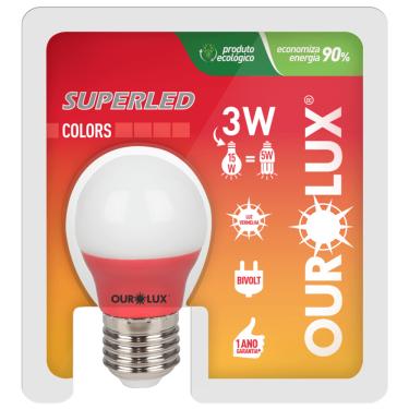 Imagem de Lâmpada Bolinha Colors Vermelha de 3 Watts Bivolt - 05434 - OUROLUX