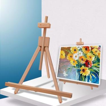 Imagem de Cavalete de pintura em formato A, cavalete dobrável de madeira para mesa comporta tela de até 53 cm, cavalete portátil adequado para artistas, iniciantes, estudantes