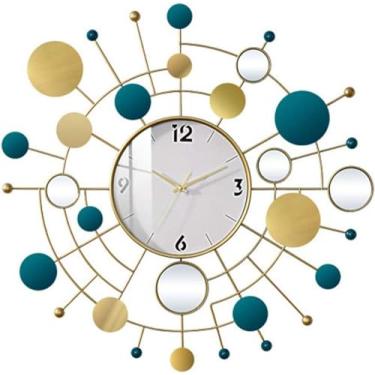 Imagem de YTHLZVBP Relógio de parede de arte moderna, relógio silencioso de metal criativo, decoração de vários círculos, relógio de parede de metal com vidro espelhado, para sala de estar, quarto, escritório