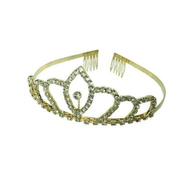 Imagem de Tiara De Princesa Coroa Com Strass Infantil - Menina de Laço, Dourado