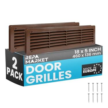 Imagem de Repa Market 45,7 cm x 12,7 cm (tamanho externo) Pacote com 2 aberturas de portas de plástico marrom para portas interiores – Retorno de ar de porta dupla face e tampa de entrada – Grade de ventilação