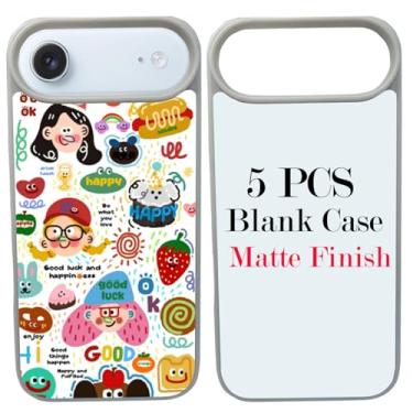 Imagem de JUSTRY 5 peças de capa de telefone em branco sublimação capas compatíveis com iPhone Air, fácil de sublimar DIY 2 em 1 capa 2D de borracha macia para impressão + inserção fosca atacado pacote
