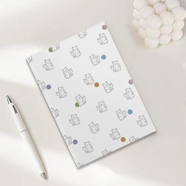 Imagem de Caderno de redação de gato com novelos para trabalho, caderno de redação A5 (21 x 14,7 cm), caderno pautado na faculdade, agenda de viagem forrada para escrever, presentes para amantes de gatos 2