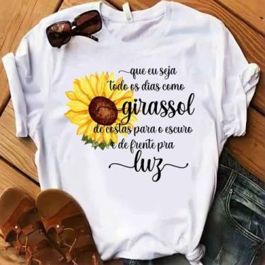 Imagem de Blusa T-shirt Camiseta Feminina Estampada -Girassol- Várias Estampas 2