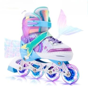 Imagem de Patins Roller Inline Ajustável Com Luz De Led(LILAS(ROLLE),33-37)