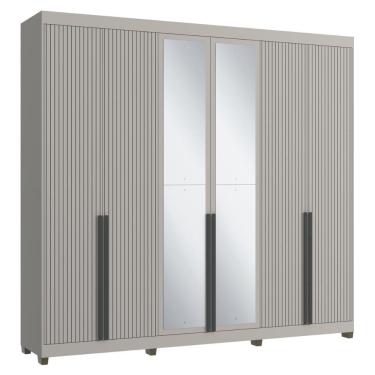 Imagem de Guarda-roupas Casal 6 Portas Com Espelhos Multimóveis Cr35242 Cinza