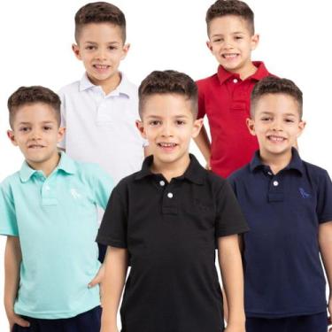 Imagem de Kit 5 camisas polo infantil cores variadas - NoBrand, Kit n1cores na f