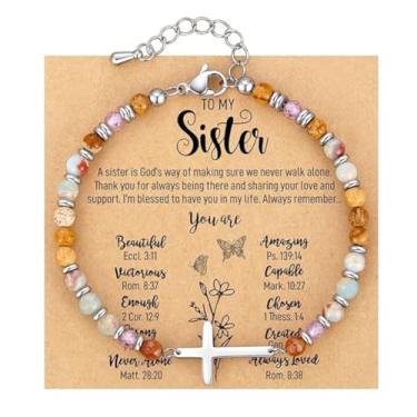 Imagem de Varazz Pulseira de cruz para mulheres, presentes de confirmação de batismo de Páscoa, presente cristão exclusivo para amigas, filha, mãe, irmã em Cristo, sobrinha, aniversário, Natal, Standard, Aço