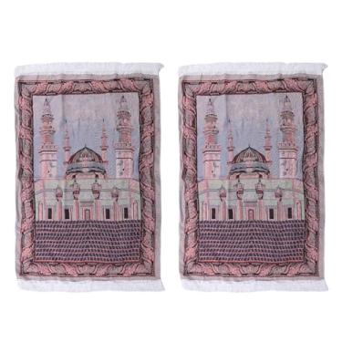 Imagem de Pssopp Tapete de Oração Bordado Elegante, 2 Peças, Tapete de Algodão Macio Com Borlas Tradicionais para Oração, Mulheres e Homens, Meditação