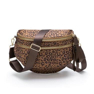 Imagem de MEXS Bolsa feminina transversal, pochete com cinto, cintura e ombro, Leopardo
