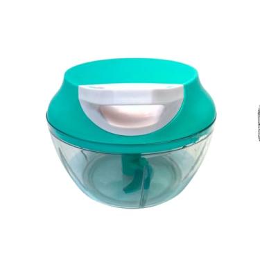 Imagem de Mini Processador Manual de Alimentos, 3 Lâminas em Inox, 300ml, Plástico, Triturador para Legumes, Alho e Pimenta, 9.5x11.5x13cm