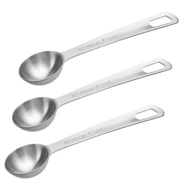 Imagem de MCSDFN 3 colheres medidoras de aço inoxidável de 7,5 ml/1/2 colher de sopa – colheres medidoras de aço inoxidável para assar, ingredientes líquidos e chá, sopa e cozinha