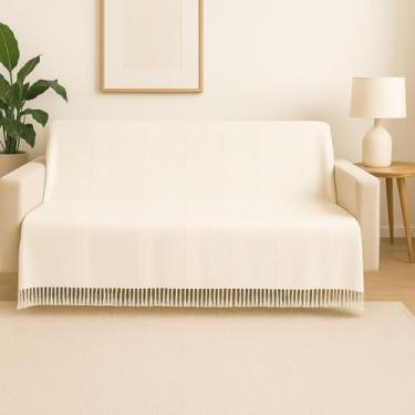 Imagem de Manta Para Sofá Gigante Luxo King 3.0x1.8M Grande 2,40X1,80m Pop 2.10x1.4M Premium De Algodão Capa Decorativa Protetora (Árabe 2.40x1.80M Branco (Cru))