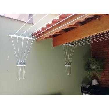 Imagem de Varal Em Alumínio De Parede A Parede C/ 5 Cordas De 10 Mts