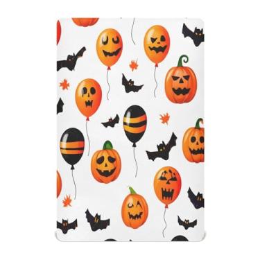 Imagem de JUZIHAI Lençol de berço de Halloween para meninos e meninas, lanternas festivas de Halloween, macio, elástico, respirável, capa de colchão para berço padrão e cama infantil, 132 x 71 cm