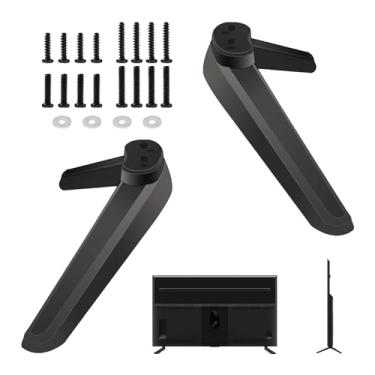 Imagem de FUSONGQINTANG Suporte de TV universal pés de base de TV com conjunto de parafusos suporte de TV para a maioria 32 40 49 50 55 polegadas LED LCD TV, preto