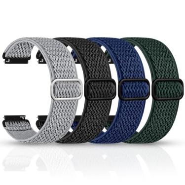 Imagem de Easuny Pacote com 4 pulseiras de relógio de nylon de 20 mm compatíveis com Garmin Vivoactive 6/5/3, Forerunner 165/55/570/245/35/45S/158/245M/645, Venu 3S/Venu Sq 2/, instinct 2S Solar, Samsung Galaxy
