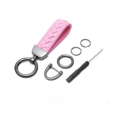 Imagem de Capa Csae de chave de carro de fibra de carbono TPU compatível com VW Polo Golf Passat compatível com Skoda Octavia A5 Bora Jetta Seat Ibiza Leon acessórios(Pink keychain)