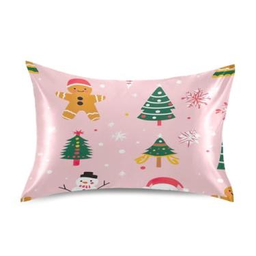 Imagem de Blueangle Fronha de cetim Gingerbread Man para cabelo e pele, fronha de seda, tamanho padrão (51 x 66 cm) - fronhas de cetim com fecho de envelope (598)