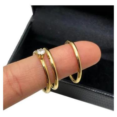 Imagem de Par de Aliança De Casamento TAMANHO 16-17 2mm Fina F Aço Inox 1 ano de