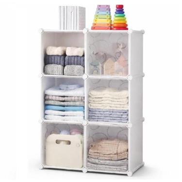 Imagem de Guarda Roupa 6 Portas Armario Modular Organizador Brinquedos Decorativ
