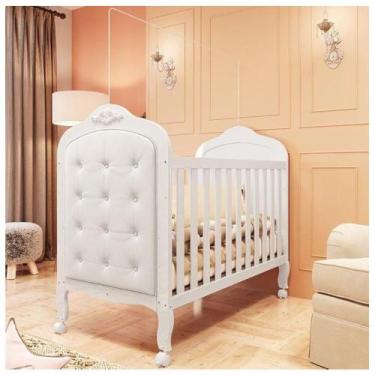 Imagem de Kit Peroba Berço Elô Branco + Capitonê material sintético Branco Inclu