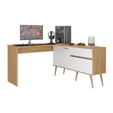 Imagem de Mesa Gamer em L para Computador 2 Portas 1 Gaveta Strike Multimóveis MP6051