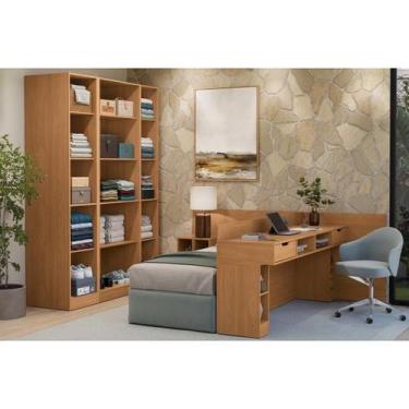 Imagem de Quarto Modulado Solteiro Liga 10 Peças QM39 Canela Kappesberg