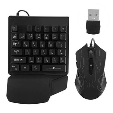 Imagem de Conjunto de mouse de teclado de uma mão, teclado de 35 teclas E-Sports de uma mão, teclado ergonômico de uma mão, combinação universal de teclado e mouse para amantes de jogos