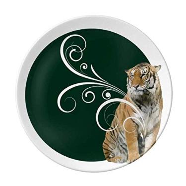 Imagem de Prato decorativo de porcelana para mesa Feline Tigers Fierce Pattern