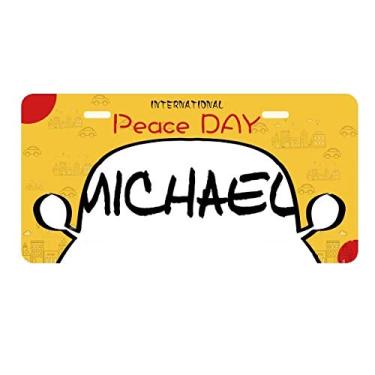Imagem de DIYthinker Placa de licença Michael com caligrafia especial para decoração de carro Dia da Paz