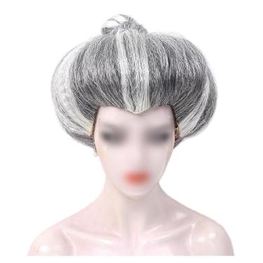 Imagem de Peruca de pão cos cinza chapelaria capa de cabeça peruca de 12inch para fantasia de halloween vida diária cosplay festa madrasta
